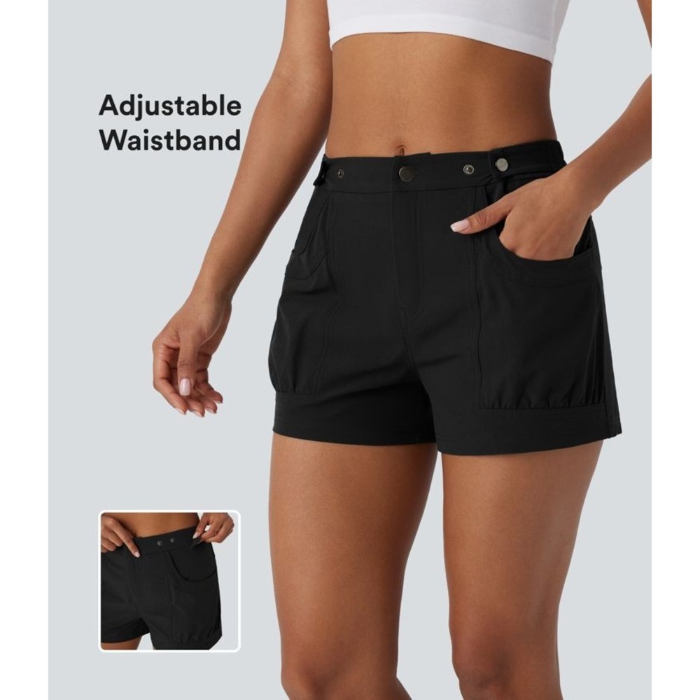 Halara NWT Black Mid Rise Adjustable Waistband Casual Shorts Size Medium - Picture 1 of 10